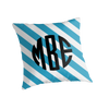 Blue White Stripe Monogram Throw Pillow Too